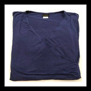 3/4" Sleeve Wrap-neck Blouse